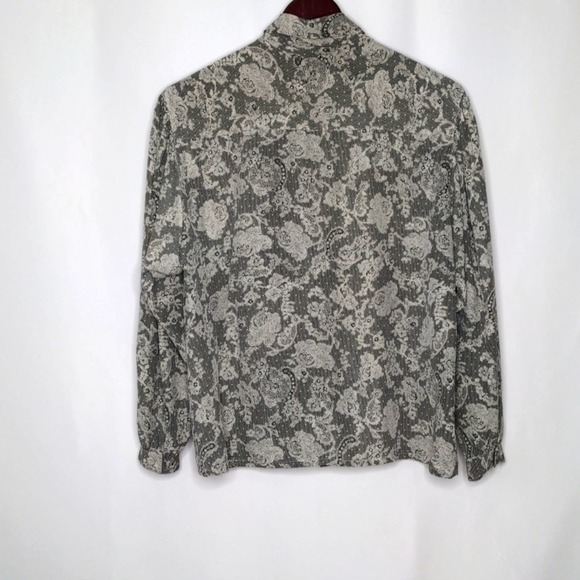 VINTAGE Paul Stanley Silk Puff Sleave Blouse w/ Covered Buttons Size 12 - Picture 6 of 7